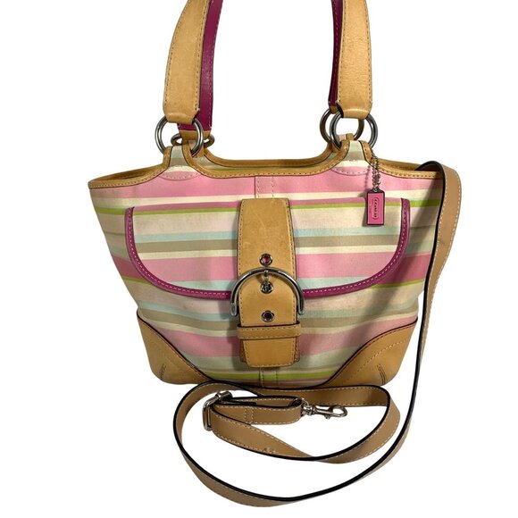 Coach Y2K Soho Hampton Pastels Striped Vachetta Leather Handbag 1888 Bag w/ Tag - Picture 1 of 13